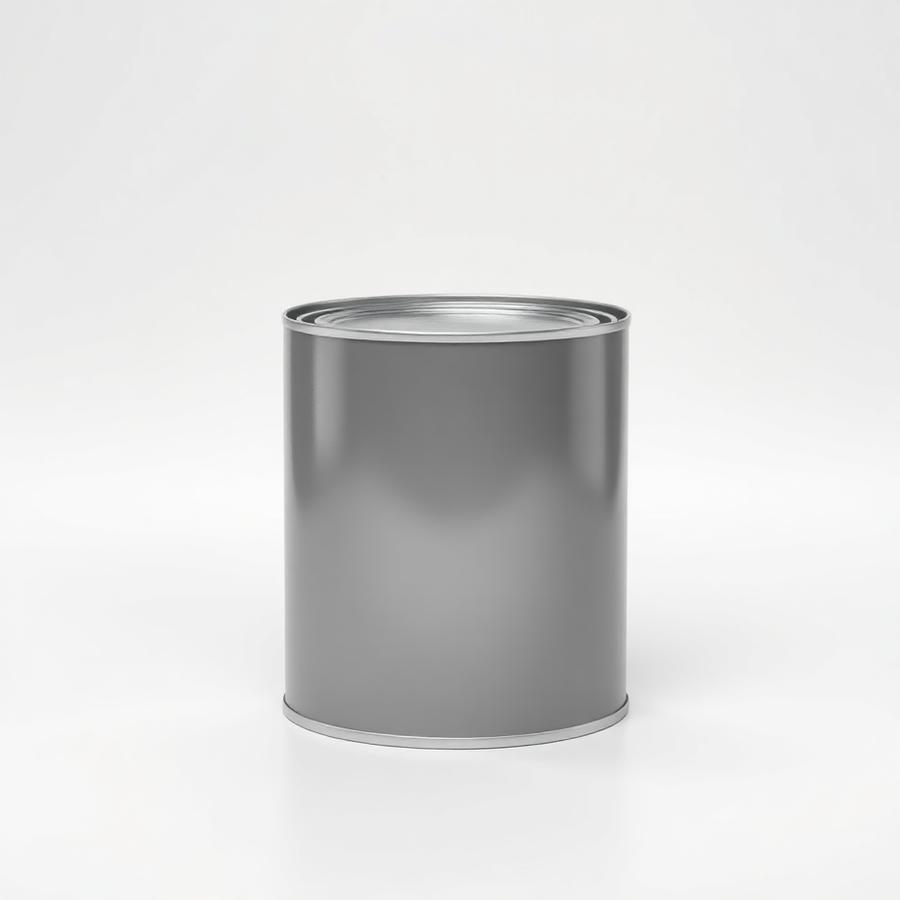 Unlabelled grey zinc primer tin on a studio background
