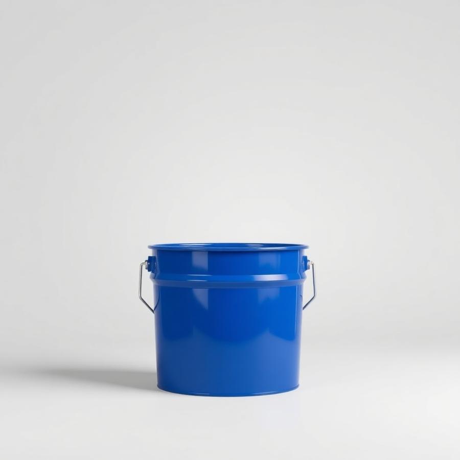 Unlabelled blue two-pack epoxy pail on a studio background